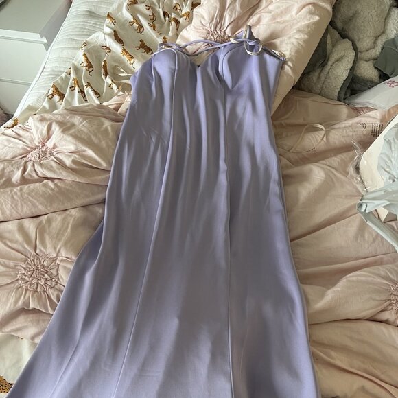 NWT Faviana S10659 Prom Dress Stretch Faille Satin Lavender Size 2 - Picture 6 of 8